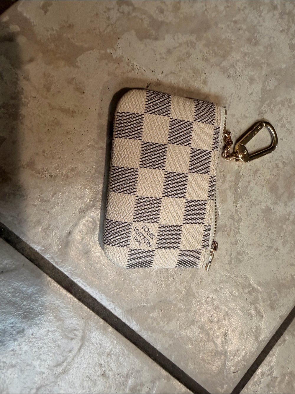 Louis Vuitton Damier Azur Checkered Zip Card Holder with Gold Hardware - Picture 2 of 5